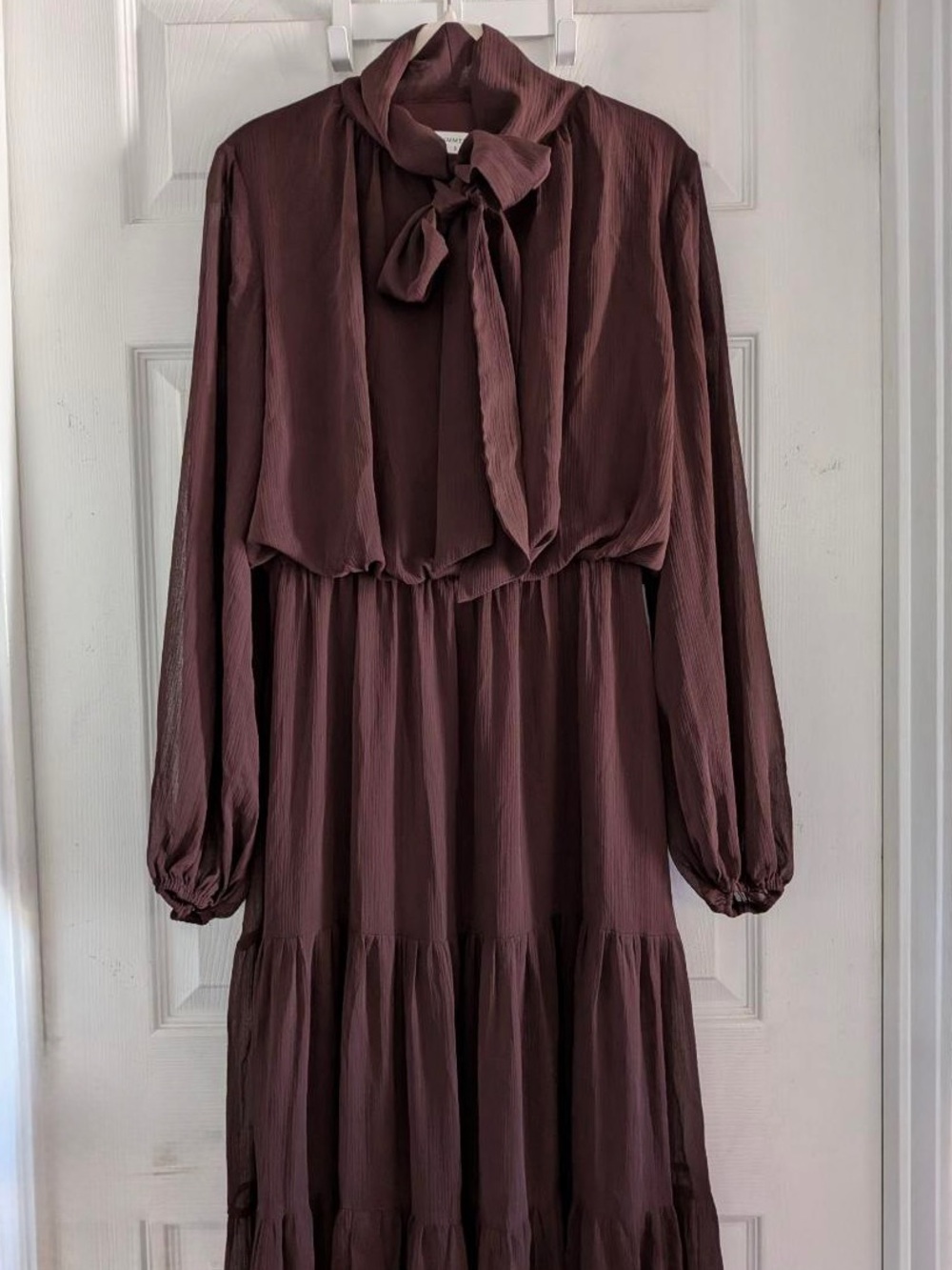Commense Chiffon Bow Long Sleeve Maxi Dress - Picture 12 of 15